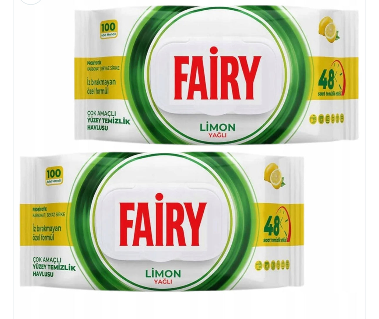 Fairy chusteczki nawilżane 100 sztuk do czyszczenia powierzchni - zapach CYTRYNA