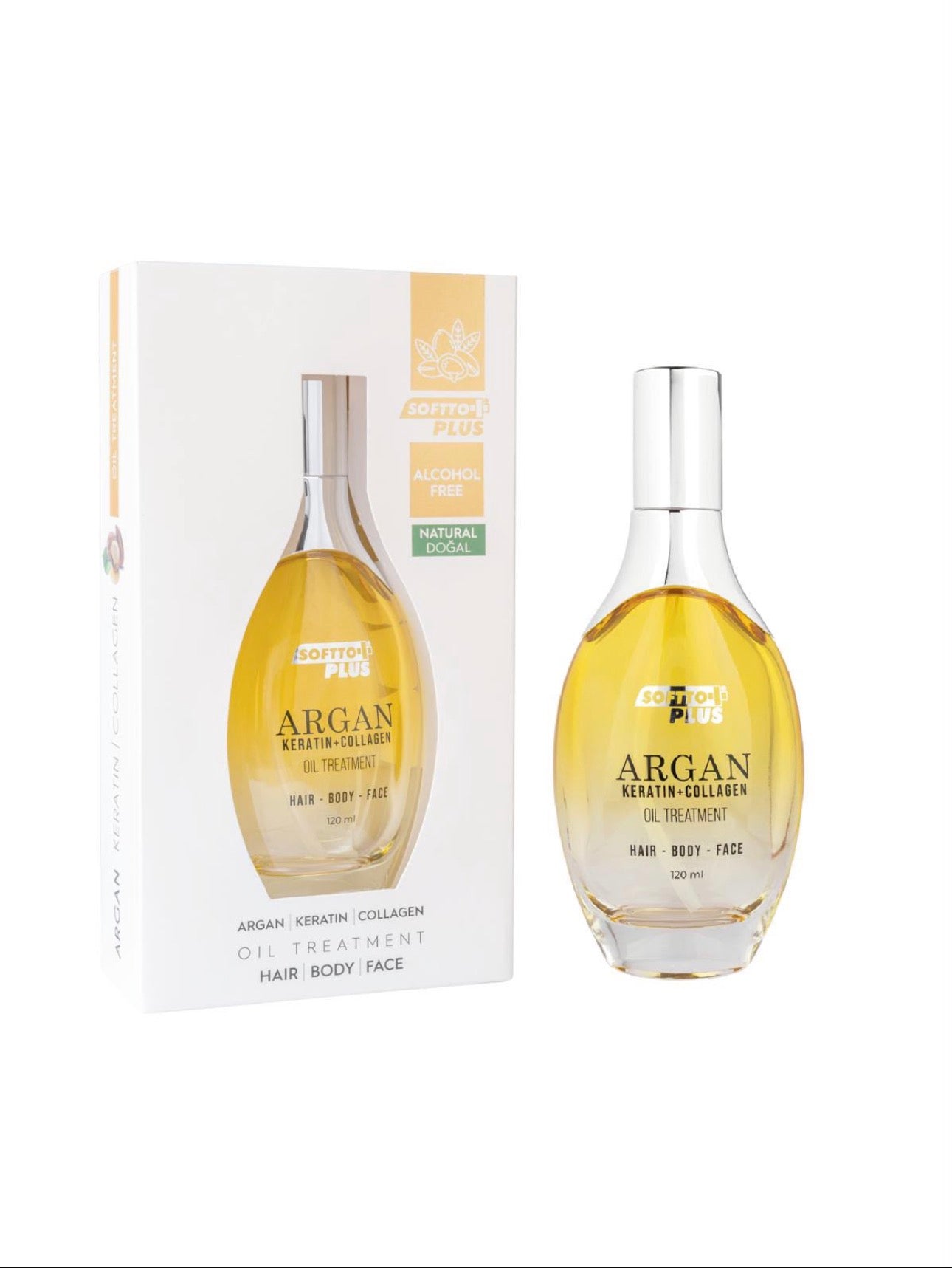 Olejek SOFFTO PLUS arganowy z keratyną i kolagenem do twarzy, ciała i włosów 120 ml