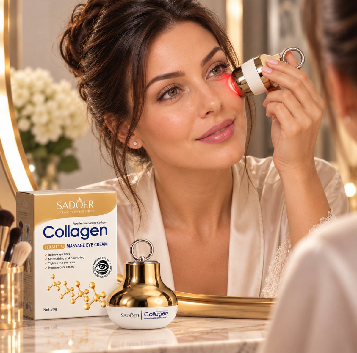 Sadoer krem pod oczy Collagen + masażer i światło LED
